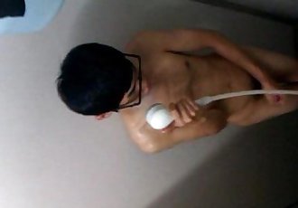 Naughty Taiwan boy jerking off in shower