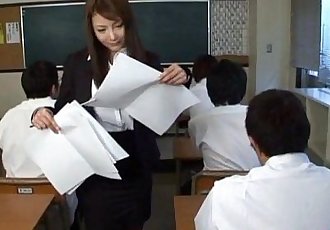 Mei Sawai Asian busty in office suit gives hot blowjob at school - 10 min