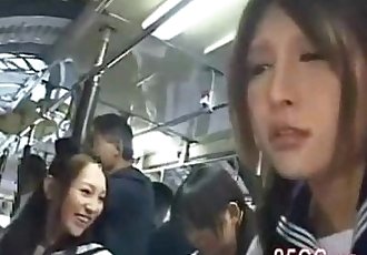 Asian schoolgirls groped in a bus - 46 min
