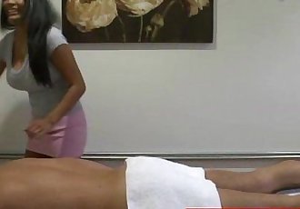Busty amateur asian masseuse tugging - 8 min HD