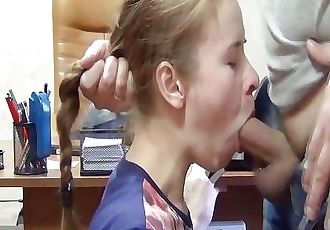 Russian amateur schoolgirl facefuck! Fuck her teeny mouth!