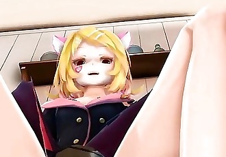 MMD : Rin Plays with her Foot Slaves