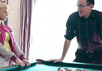 Marsha May plays and fucks on a pool table