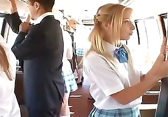 Blonde receives screwed on bus