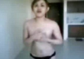 Topless GF with sexy tits does blowjob