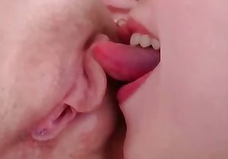 Very closeup lick and suck clit.