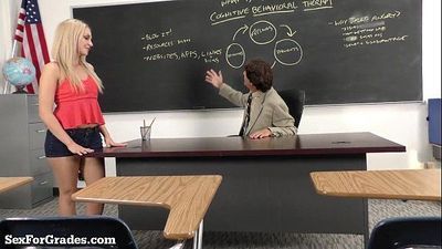 Hot Blonde Schoolgirl Sucks and Fucks Her Teacher!HD