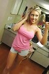 Blonde ex-gf Samantha Saint taking off her clothes for nude self shots