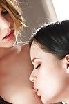 Lesbian pornstars Kiera Winters and Jenna free tiny tits from lingerie