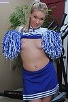 Amateur cheerleader Kristy Kay bares cameltoe and spreads pussy for close up