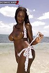 black Mẹ Nikki Jaye giải thoát cho khổng lồ juggs Từ bikini ra ngoài trên Bãi biển