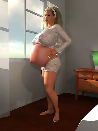 怀孕的 D 金发女郎 小妞 暴露 她的 大 胸部 - 一部分 395