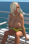 busty D Blondynka Kochanie pokazuje jej ogromny Cycki pod bikini na świeżym powietrzu - część 472