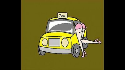 mulher paga para o táxi Cartoon 37 sec