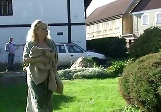 Granny rides her son-in-law cock outdoor - 6 min